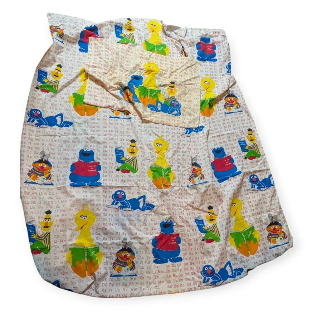 Vintage Marlborough Sesame Street No Iron Alphabet Flat Sheet and Pillow Case